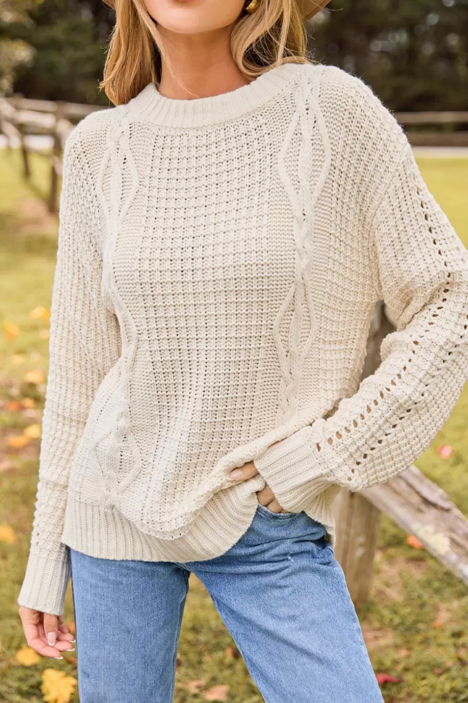 Flash Sale Cupshe Drop Shoulder Sweater Beige