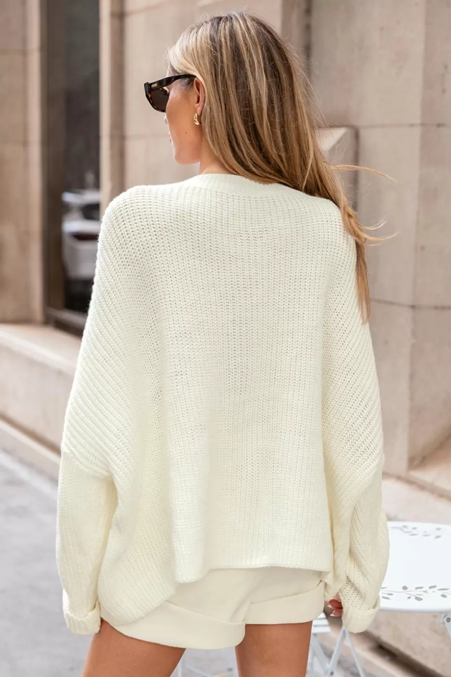 Outlet Cupshe Long Sleeve Drop Shoulder Knit Top Beige