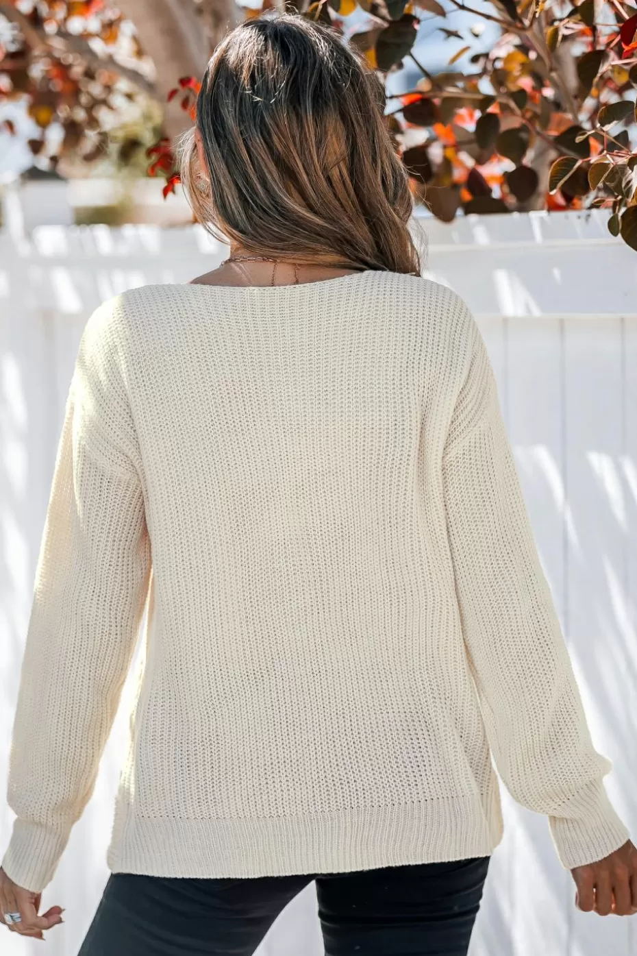 Online Cupshe V-Neck Long Sleeve Twist Sweater Beige