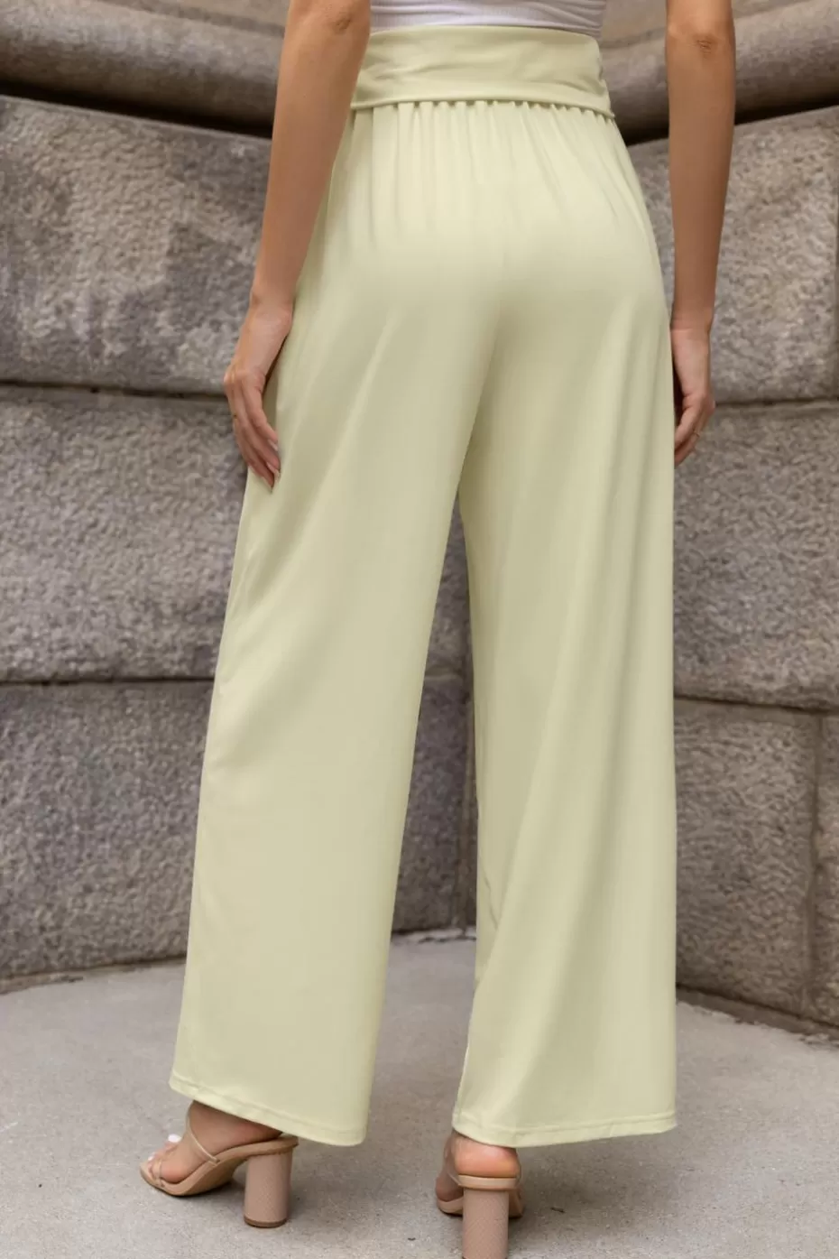 Cheap Cupshe Wide Leg Jersey Pants Beige