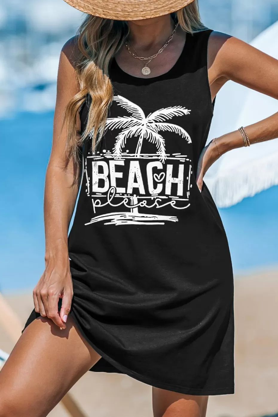 Best Cupshe Beach Sleeveless Scoop Neck Mini Dress Black