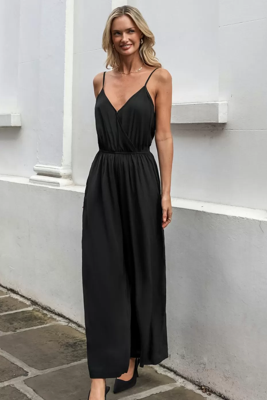 Best Cupshe Sleeveless Sweetheart Wide Leg Jumpsuit Black