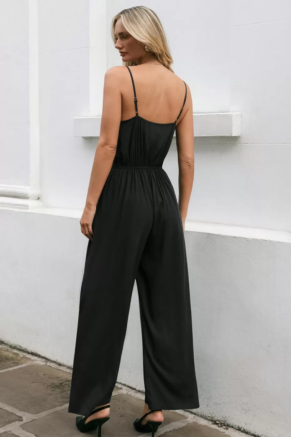 Best Cupshe Sleeveless Sweetheart Wide Leg Jumpsuit Black