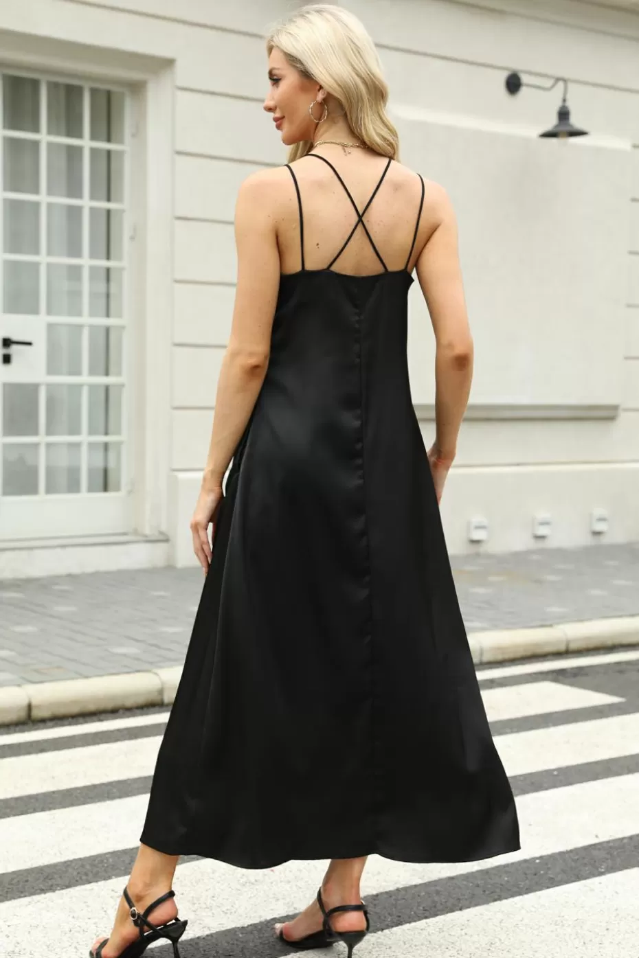 Best Sale Cupshe Square Neck Dual Strap Maxi Dress Black