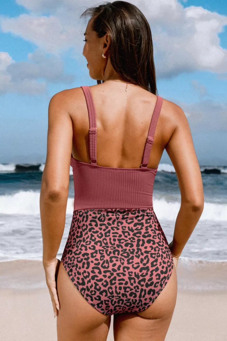 Shop Cupshe & Leopard Plunging One-Piece Brick