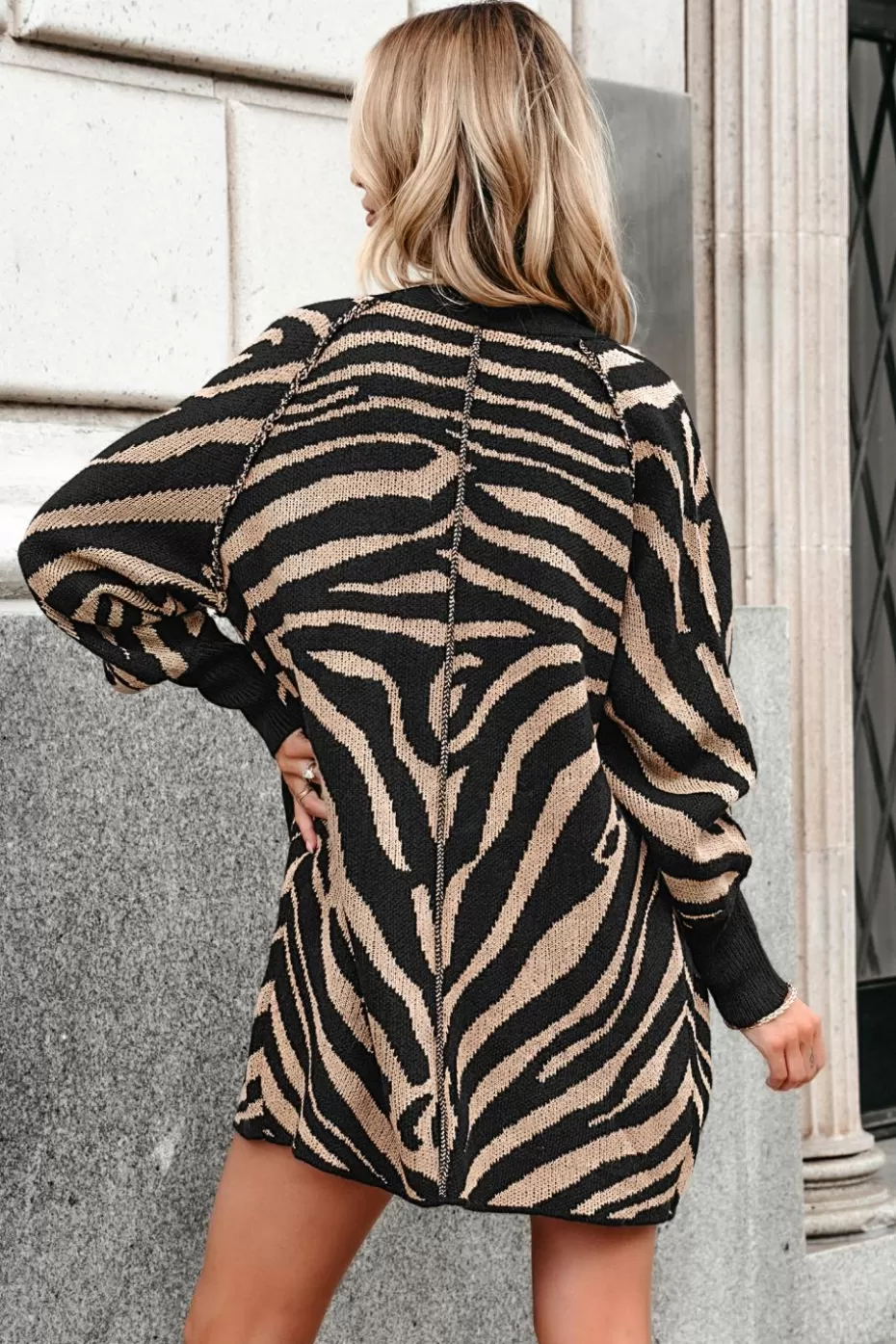 Online Cupshe & Black Zebra Print Open Front Cardigan Brown