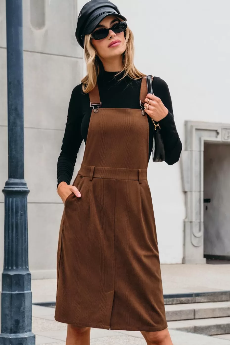 Outlet Cupshe Corduroy Square Neck Midi Skirtalls Brown