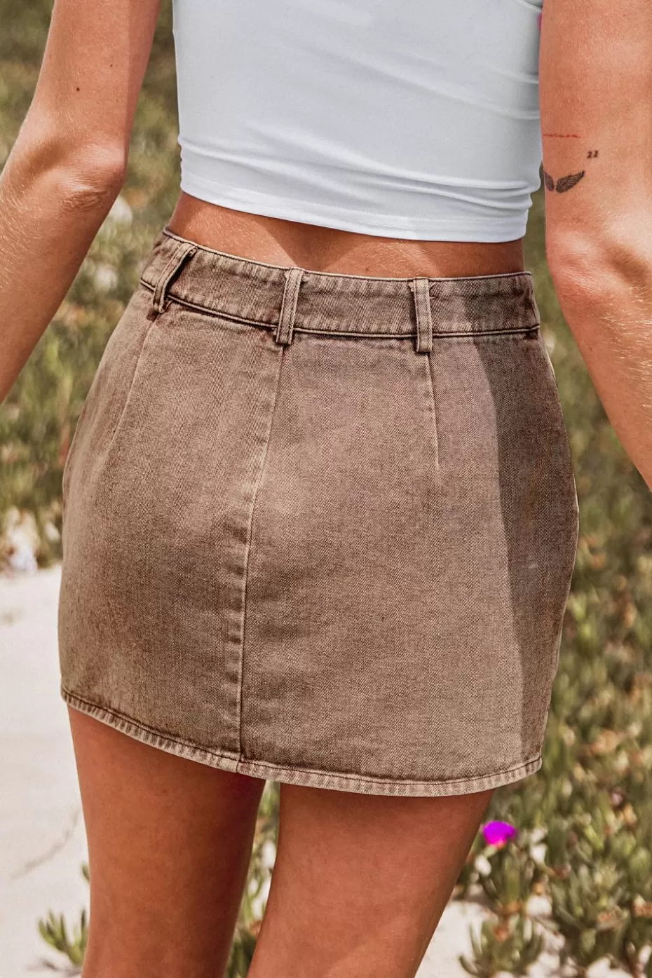 Best Sale Cupshe Denim Mini Skirt Brown