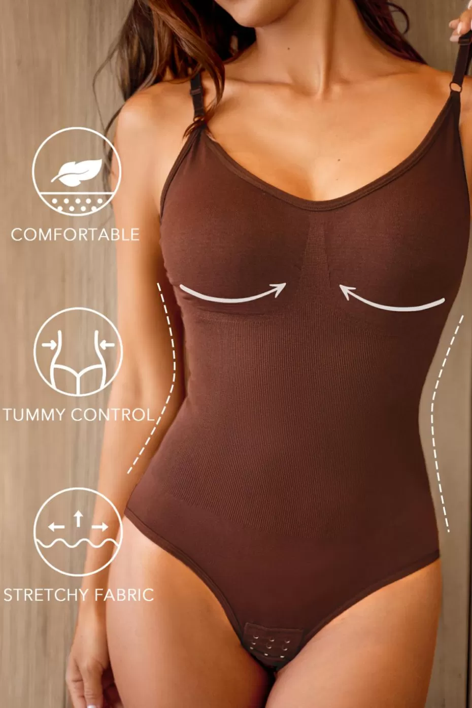 Cheap Cupshe Tummy Control Shapewear Brown