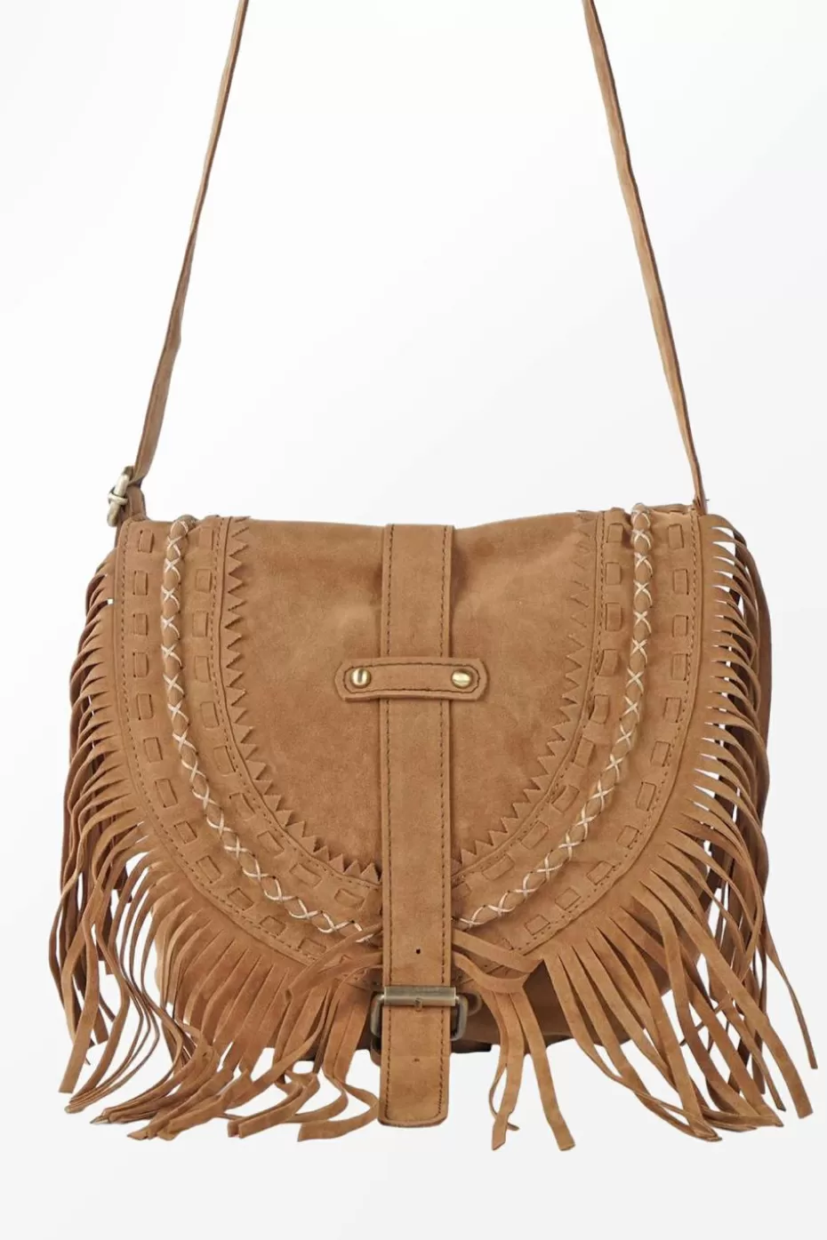 Fashion Cupshe Buckle & Fringe Crossbody Bag Brown