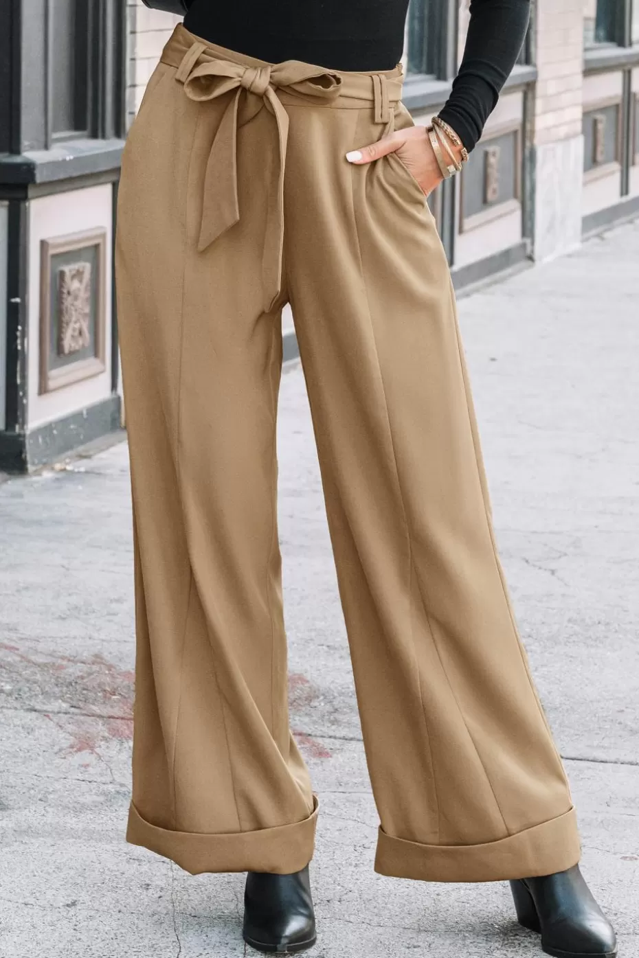 Sale Cupshe Wide Leg Trousers Camel