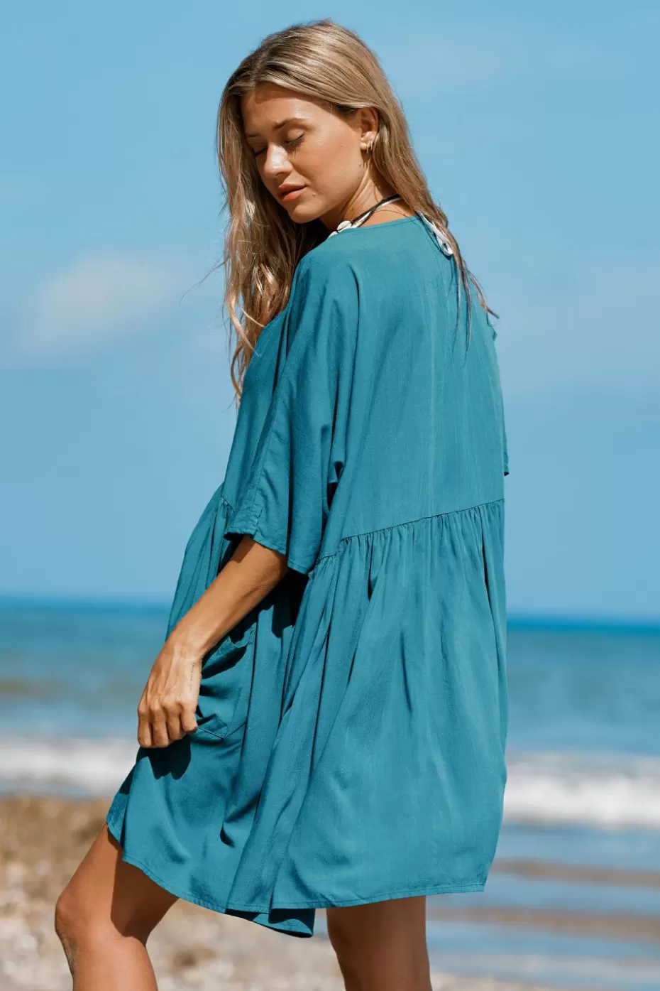 Clearance Cupshe Cerulean Oversized Cover-Up Dress Sapphire