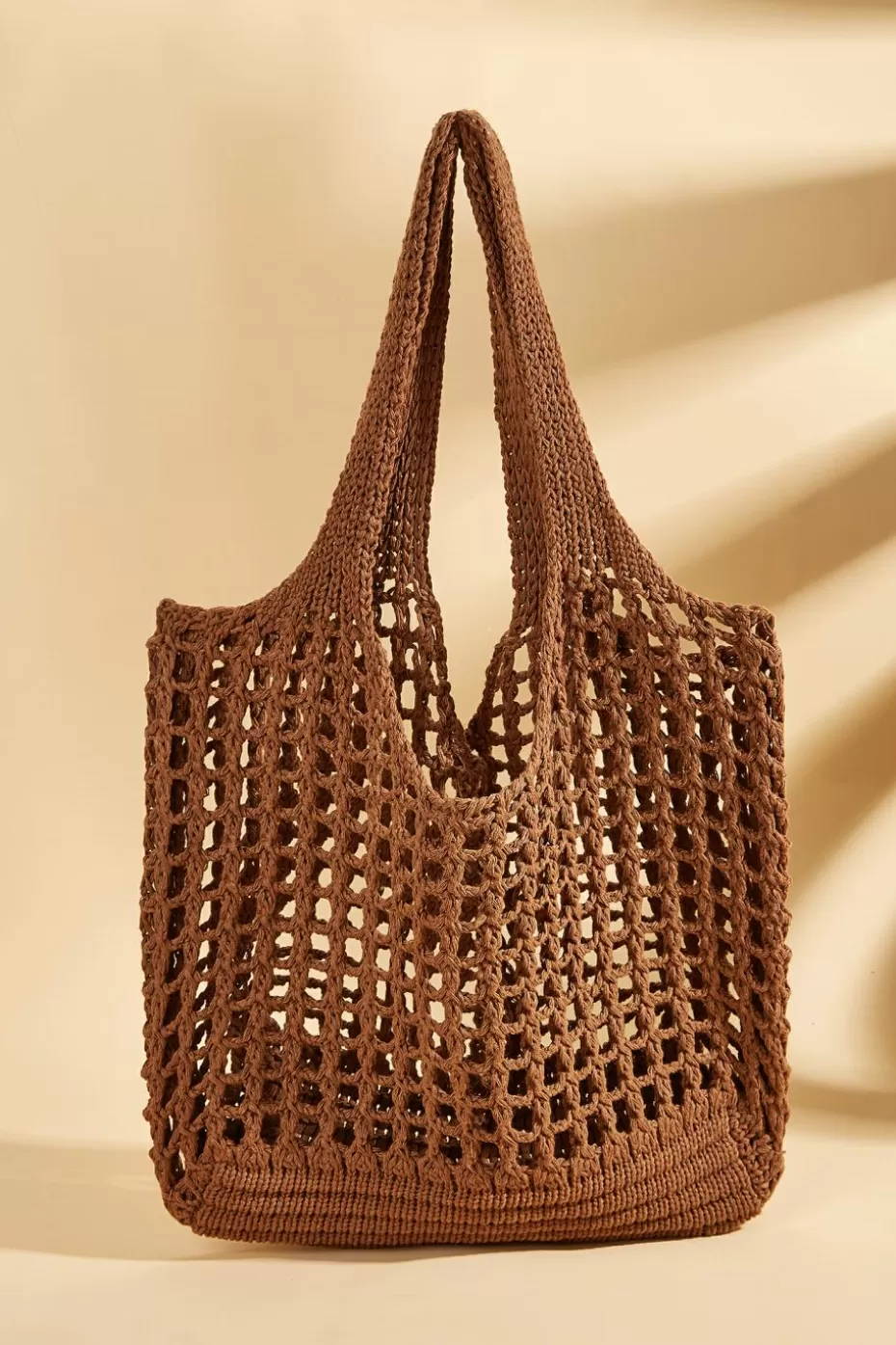 Store Cupshe Coffee Brown Open Crochet Tote Coffee/Espresso/Tobacco