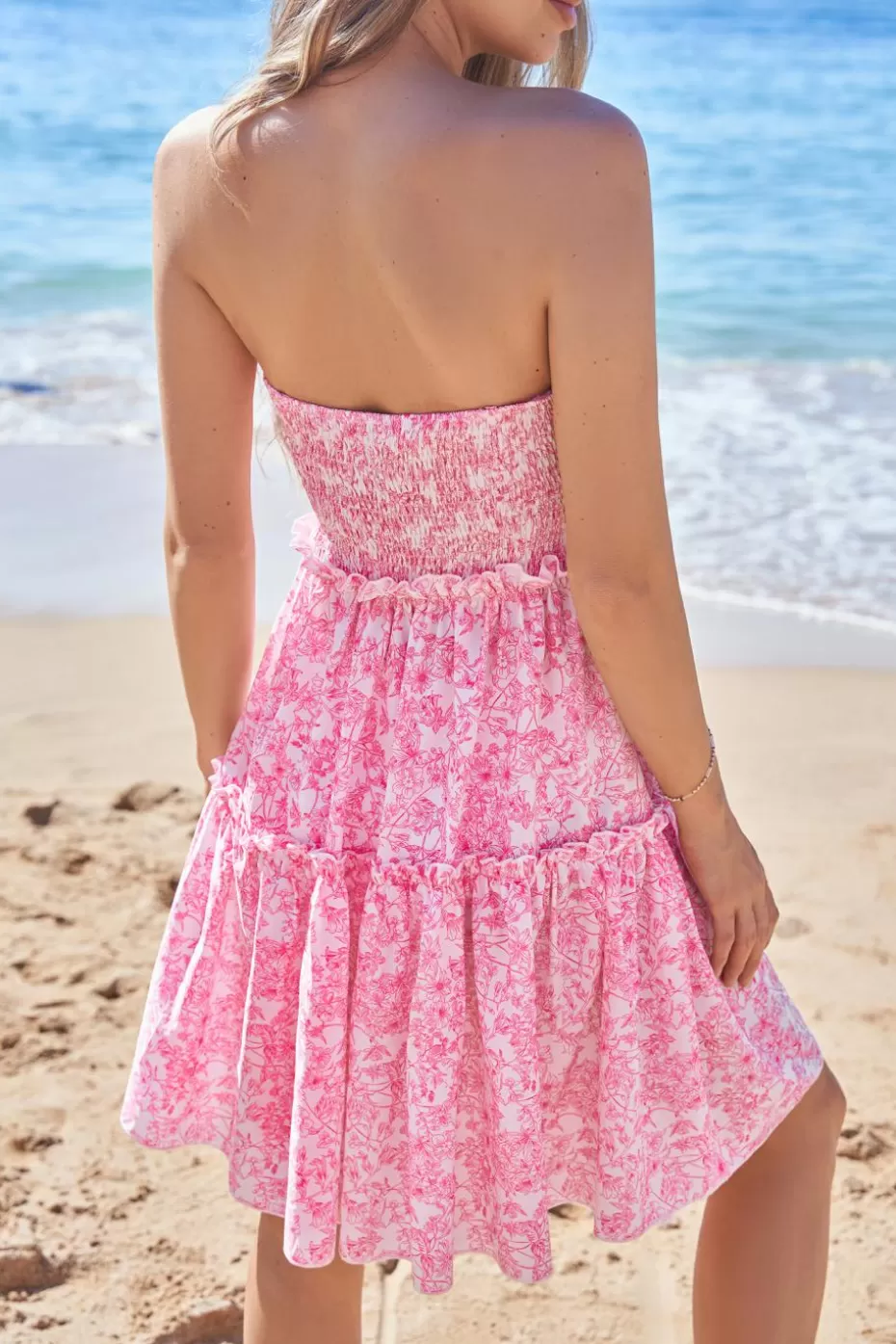 Best Sale Cupshe Ditsy Floral Tube Dress Pink