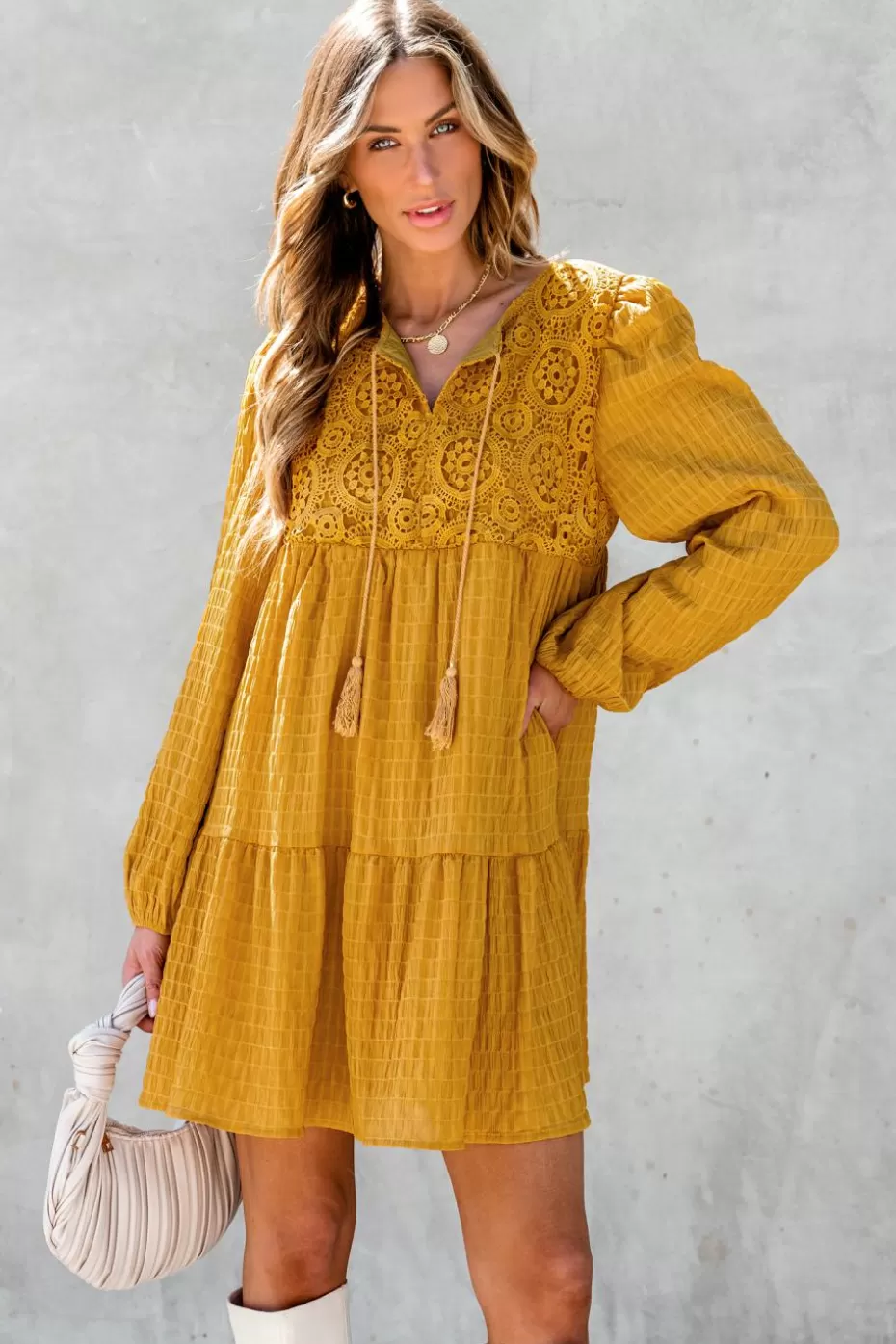 Outlet Cupshe Embroidered Floral Seersucker Dress Yellow