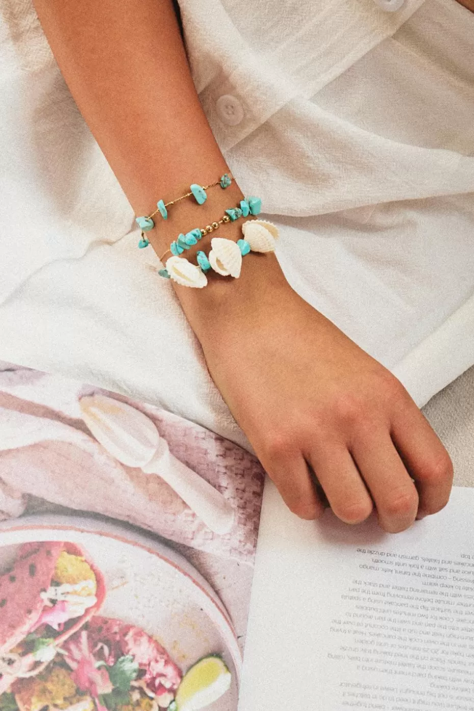 Outlet Cupshe Faux & Seashell Bracelet Set Turquoise