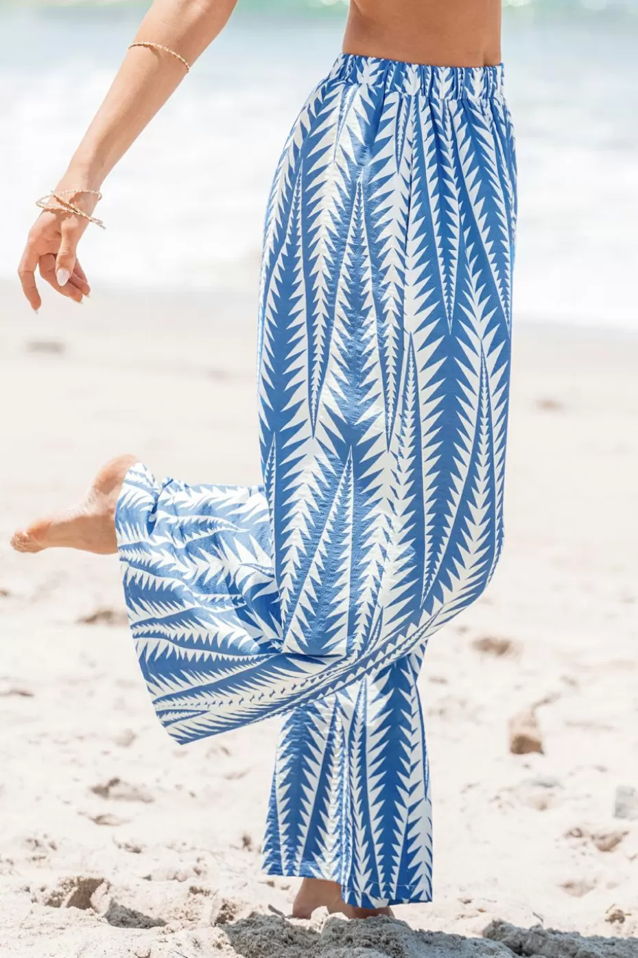 Fashion Cupshe Geo Print Palazzo Pants Sky