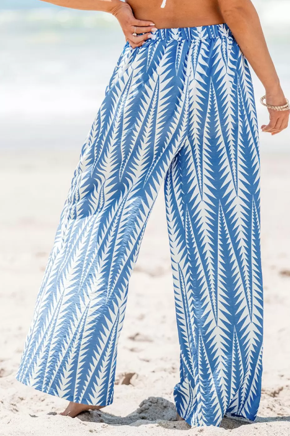 Fashion Cupshe Geo Print Palazzo Pants Sky