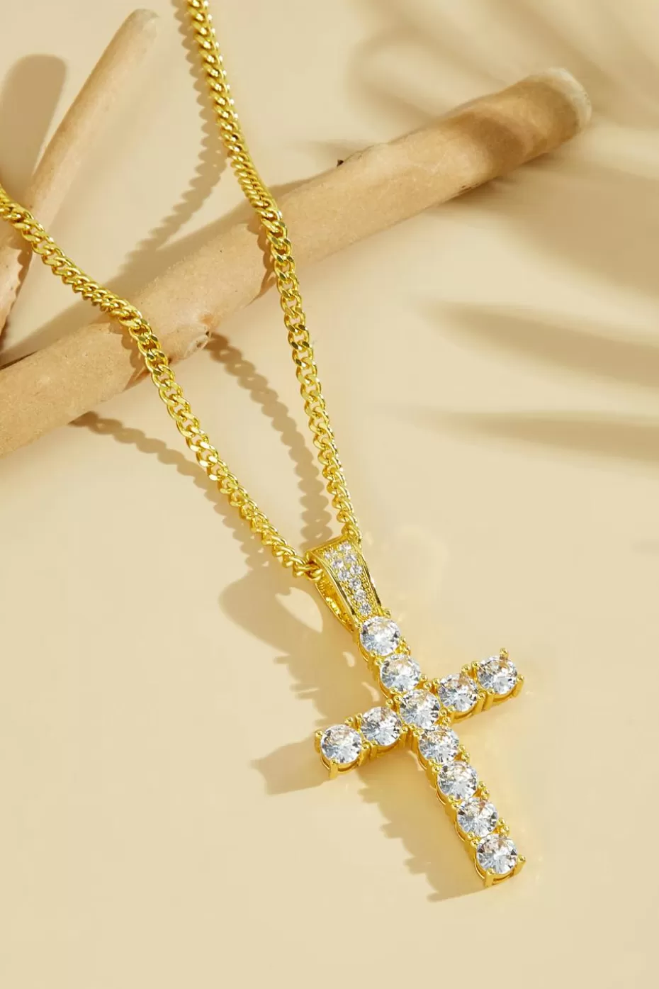 Best Cupshe Gold-Tone & Rhinestone Cross Pendant Necklace Goldenrod