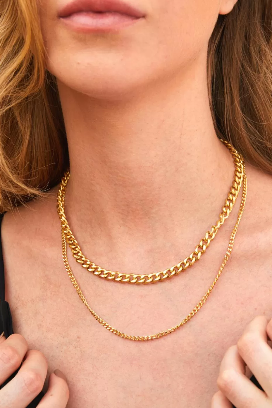 Best Cupshe Gold-Tone Cable & Curb Chain Necklace Set Goldenrod