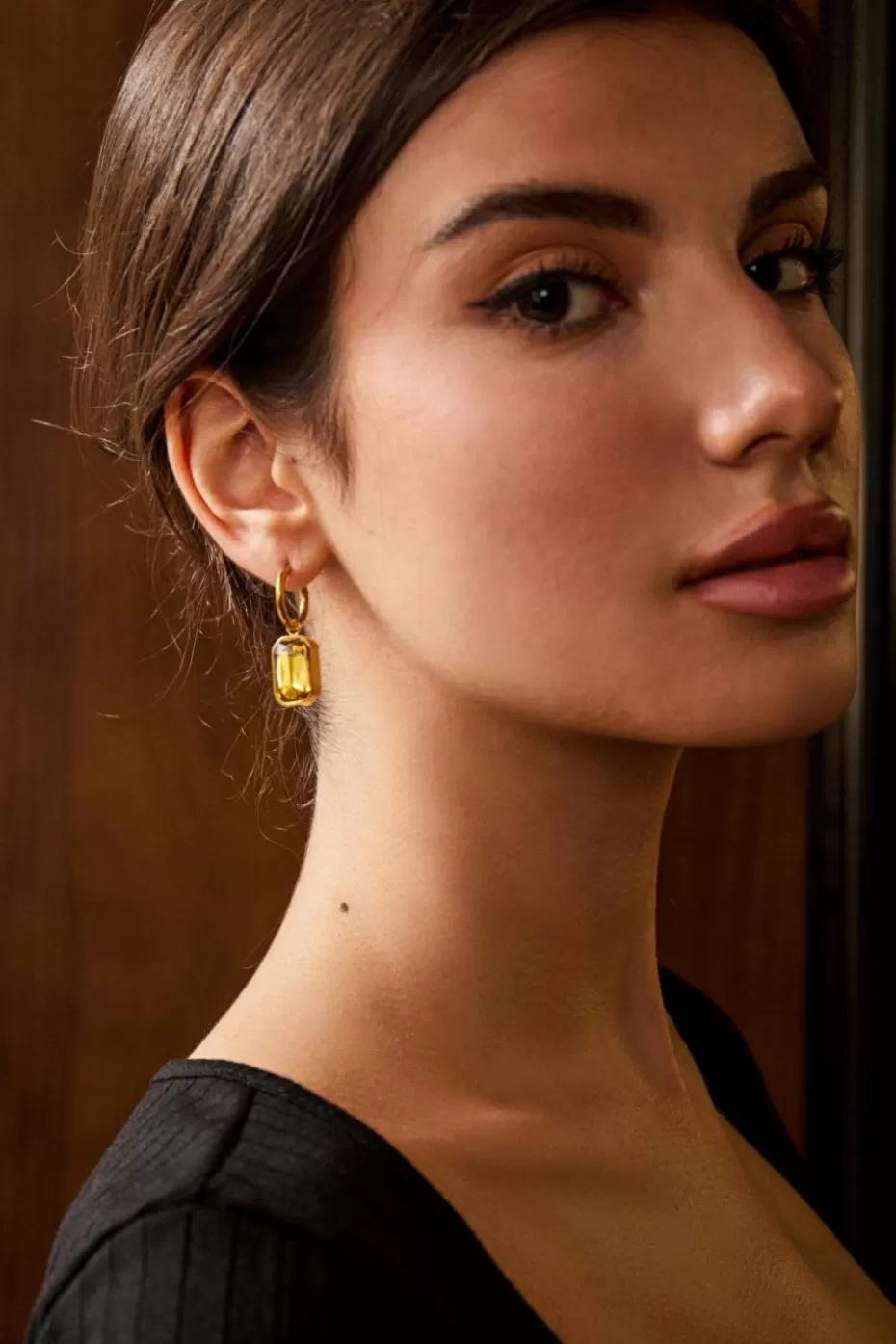 Outlet Cupshe Gold-Tone Faux Citrine Drop Earrings Yellow