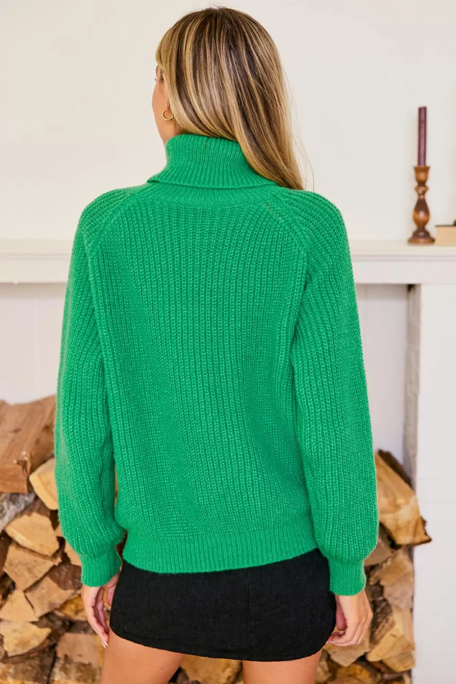 Best Cupshe Rib Turtleneck Sweater Green