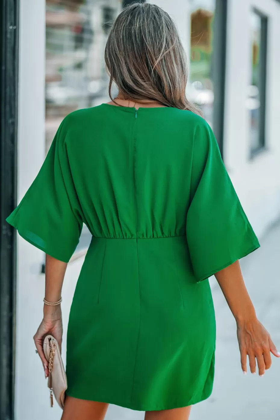 Online Cupshe Surplice Dolman Sleeve Mini Dress Green