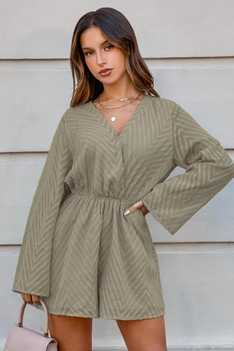 Best Cupshe Surplice Flared Leg Romper Green