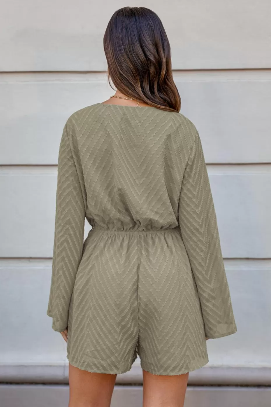 Best Cupshe Surplice Flared Leg Romper Green