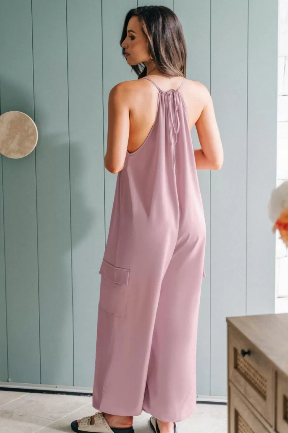 Discount Cupshe High Neck Sleeveless Loose Leg Jumpsuit Purple