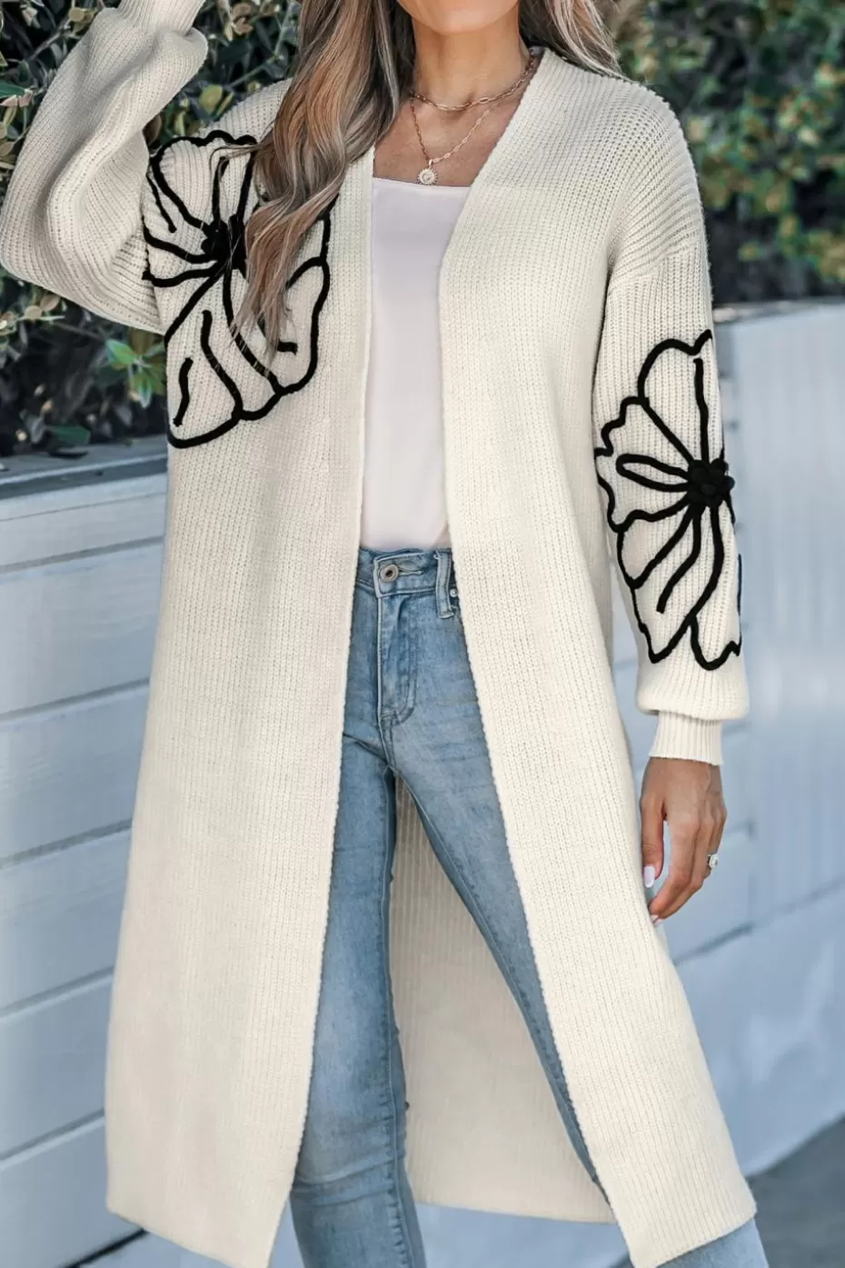 Best Cupshe Ivory Floral Long Sleeve Duster Off White/Ivory