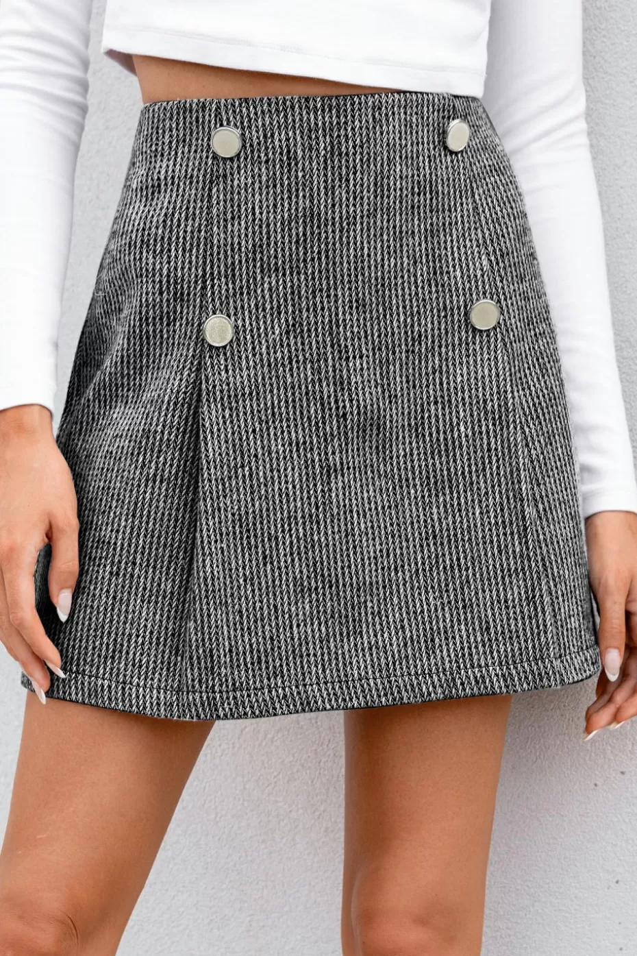 Sale Cupshe Pleated Mini Skirt Light Grey