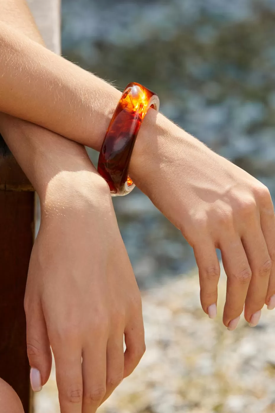 Clearance Cupshe Marbled Resin Bangle Brown