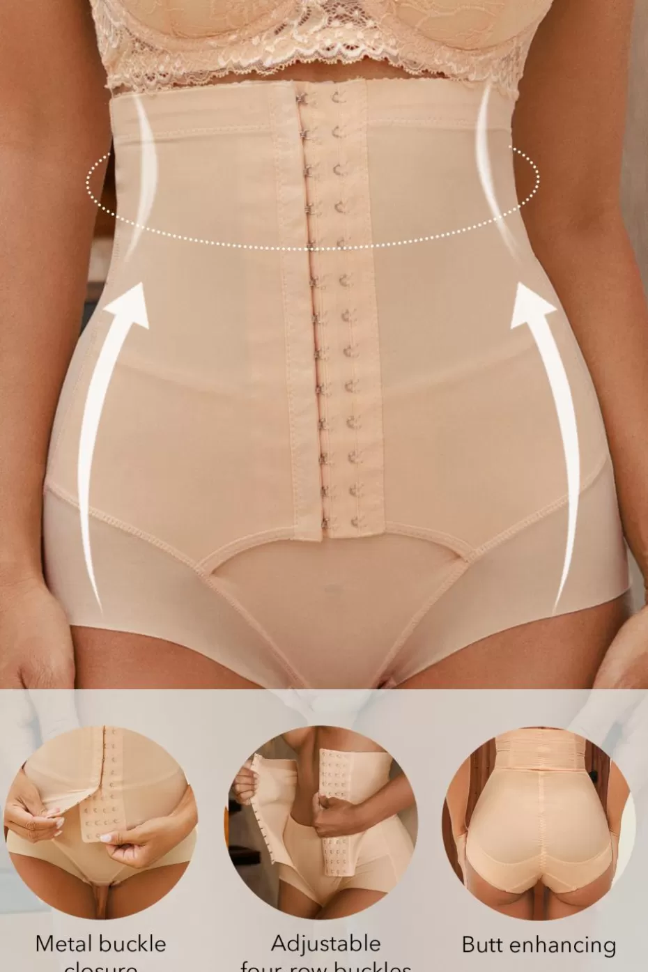 Best Sale Cupshe Nude Hook-and-Eye Front Garter Shapewear Neutral