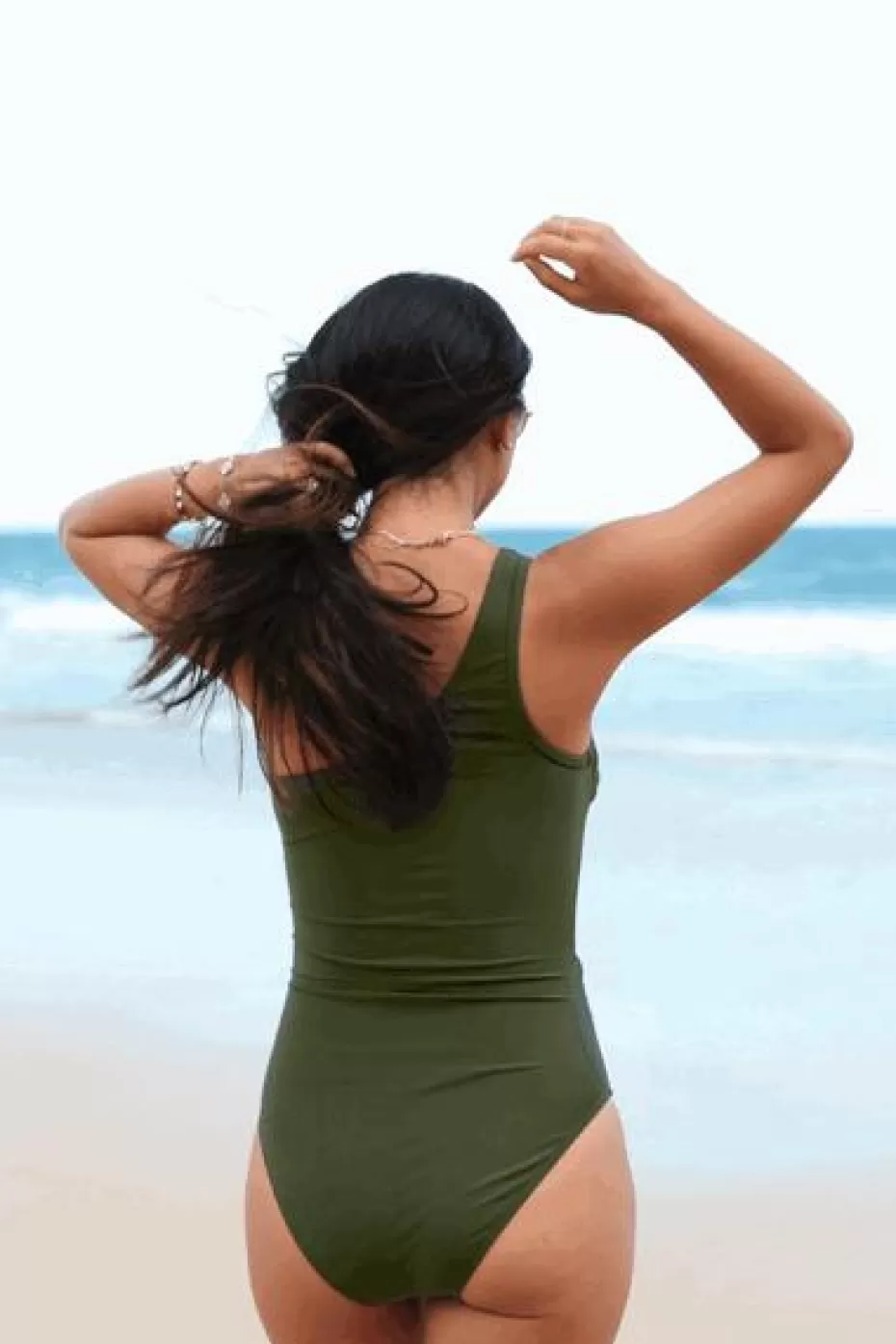 Store Cupshe One-Shoulder Tummy Control Cut-Out One-Piece Olive