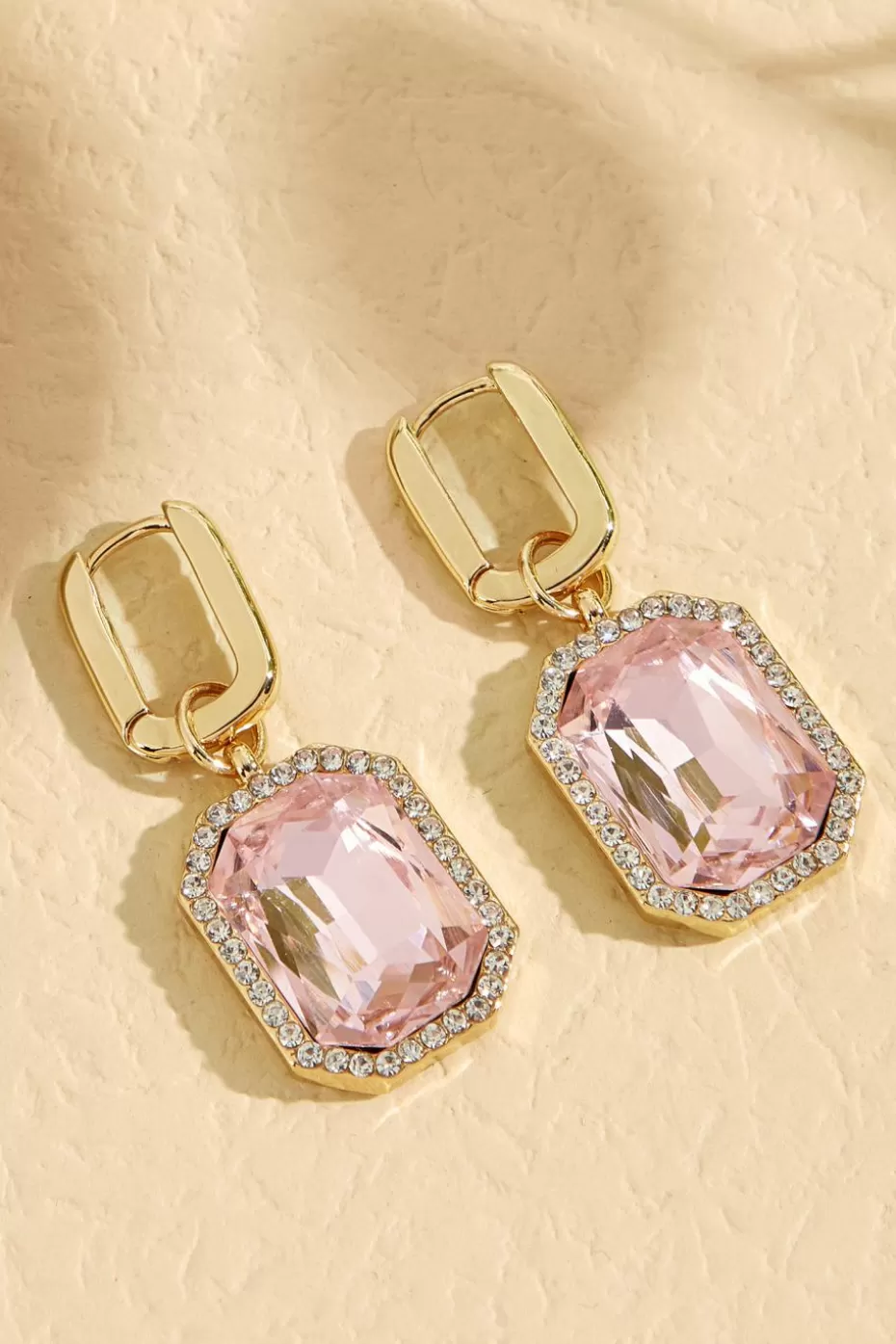 Outlet Cupshe & Clear Crystal Gold-Tone Drop Earrings Pink