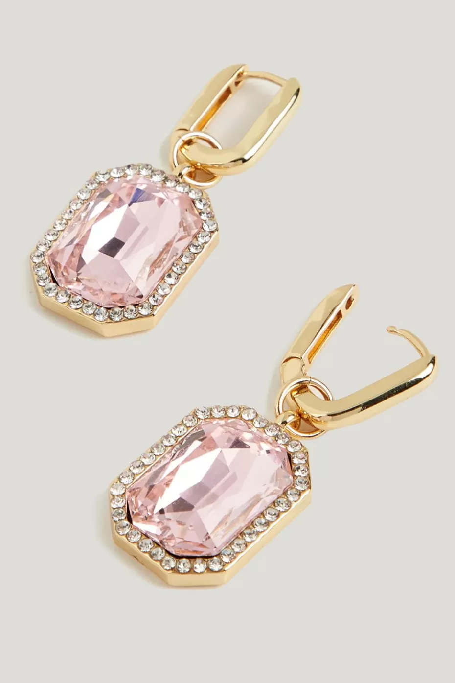 Outlet Cupshe & Clear Crystal Gold-Tone Drop Earrings Pink