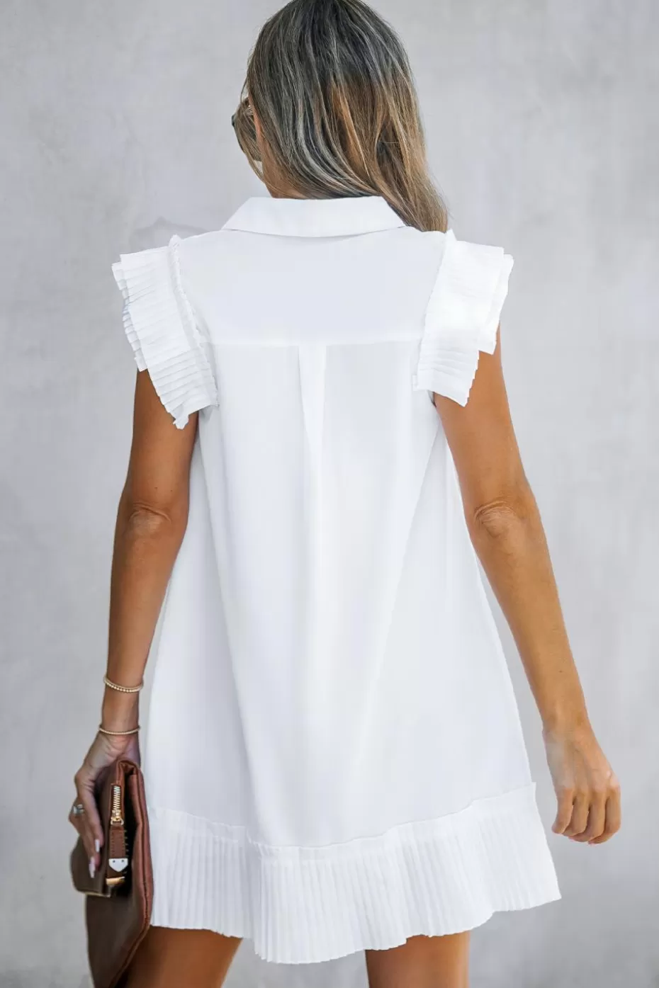 Best Cupshe Pleated Button-Front Mini Dress White