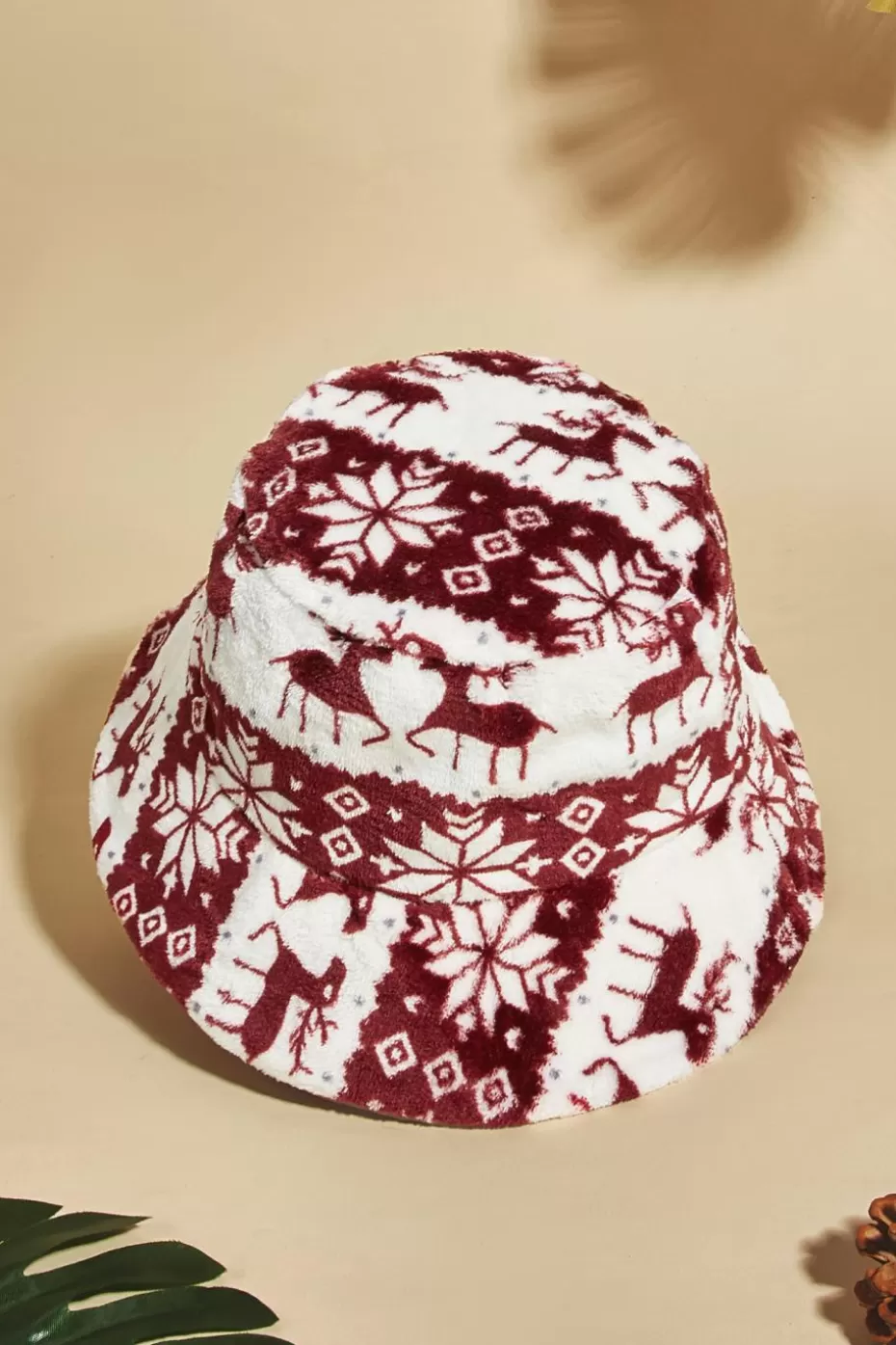 Best Sale Cupshe Red & White Reindeer Bucket Hat Brick