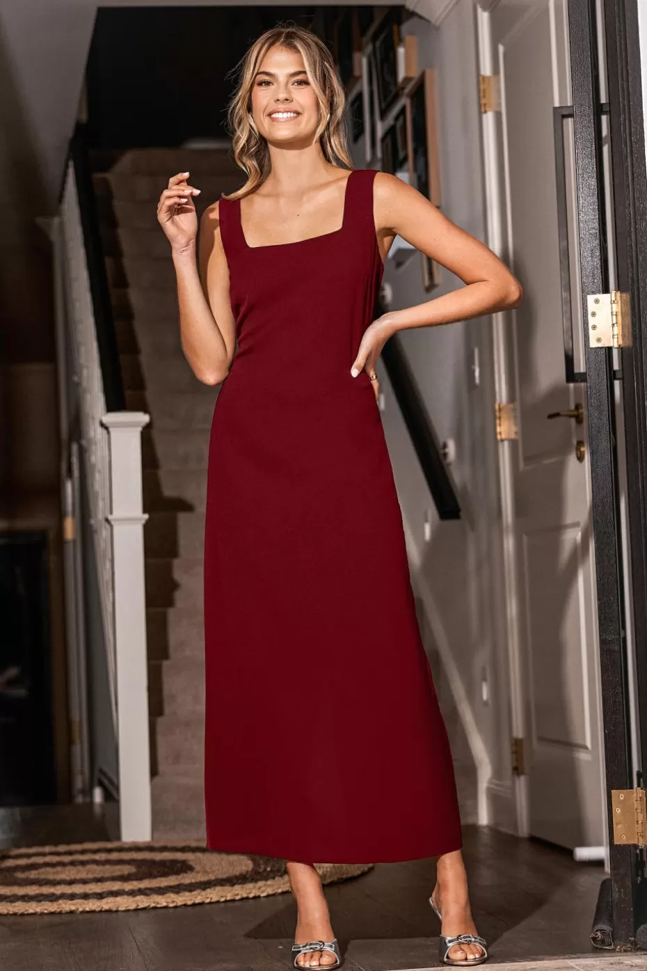 Best Sale Cupshe Square Neck Sleeveless Maxi Dress Red