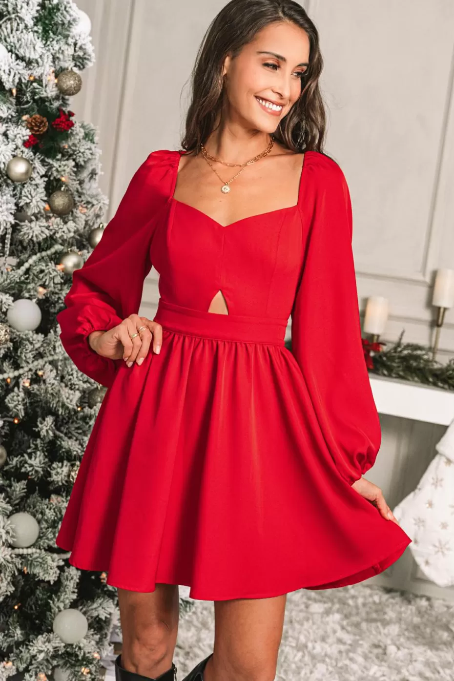 Flash Sale Cupshe Sweetheart Puff Sleeve Mini Dress Red