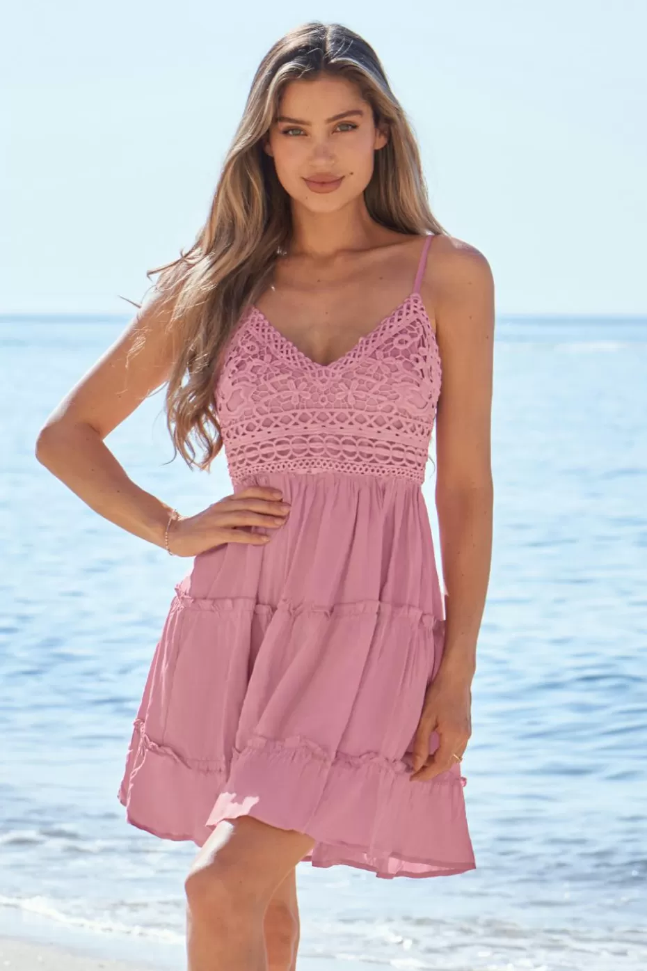 Flash Sale Cupshe Rose Decorative Sleeveless Mini Dress Pink