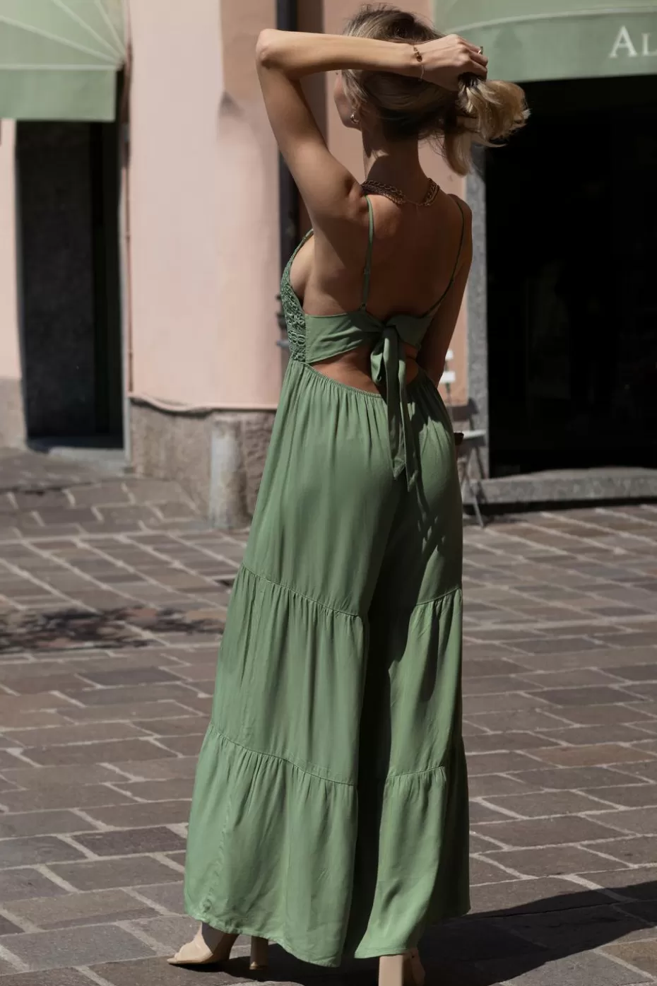 Flash Sale Cupshe Tie Back Cutout Jumpsuit Sage