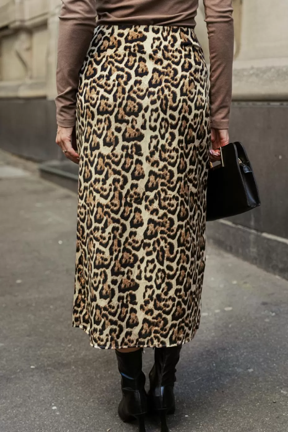 Best Cupshe Satin Leopard Midi Skirt Brown