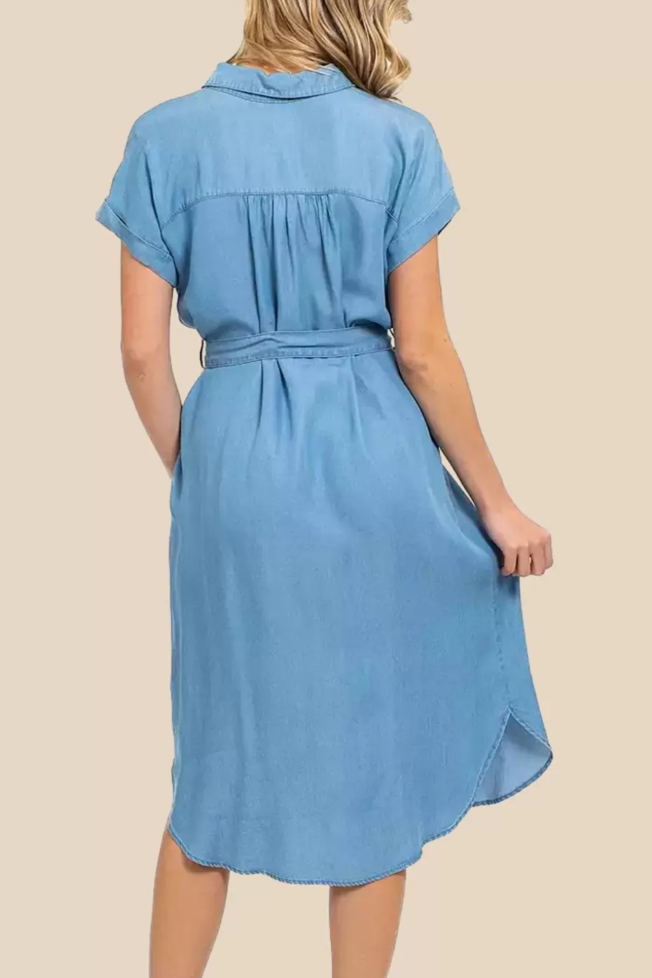 Hot Cupshe Blue Collared Front Button Midi T-Shirt Dress Sky