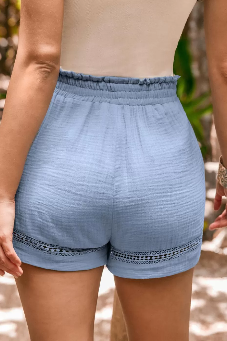 Discount Cupshe Blue Straight Leg Cotton Shorts Sky