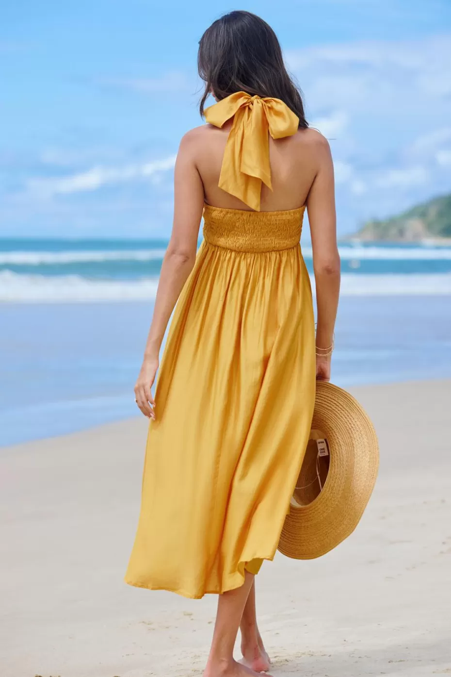 Clearance Cupshe Sunflower Halterneck Midi Dress Yellow