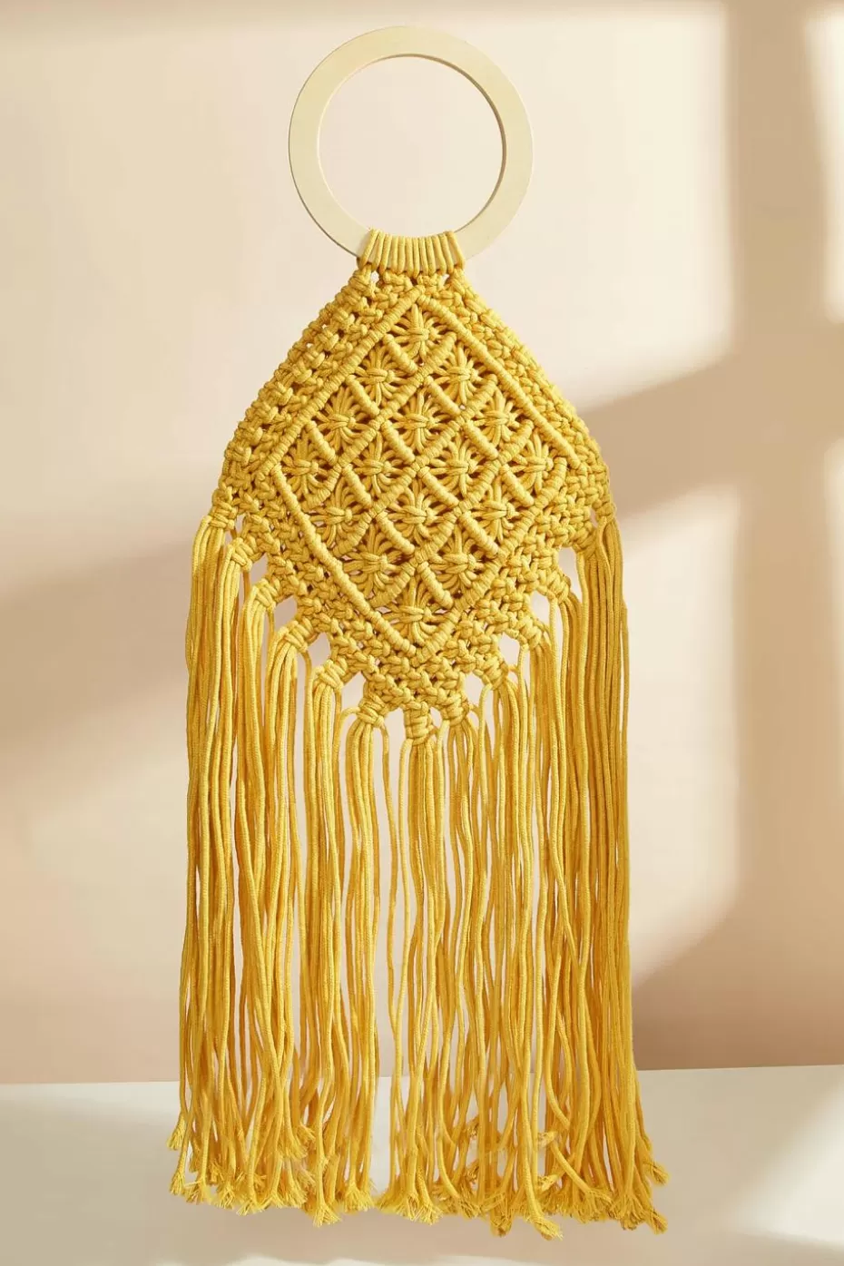 Store Cupshe Sunshine Crocheted Fringe Handbag Yellow