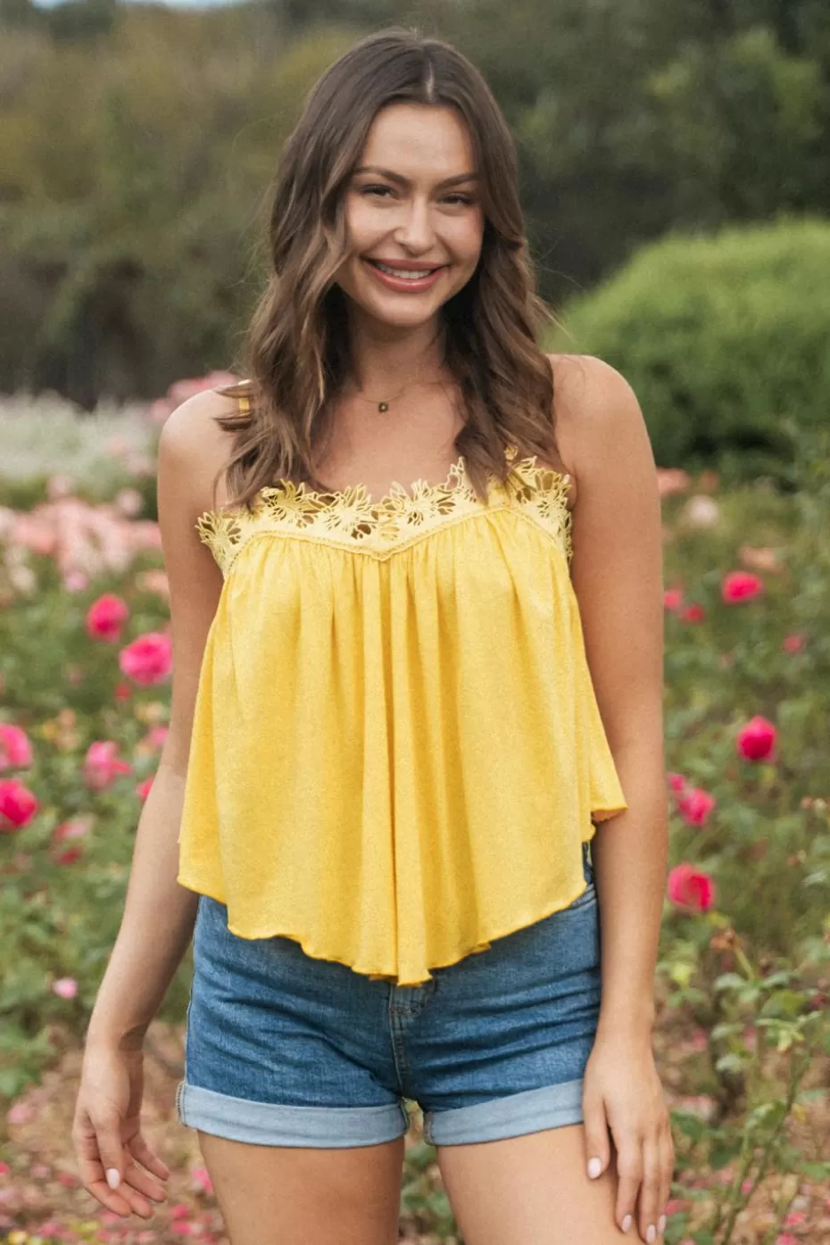 Cheap Cupshe Sunshine Lace Sweetheart Cami Yellow