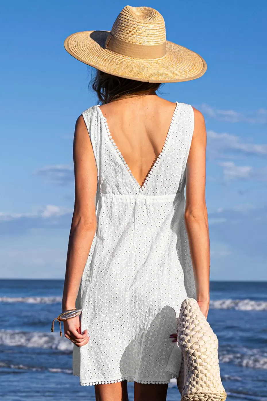 Best Cupshe Tassel Eyelet Cover-up Dress White